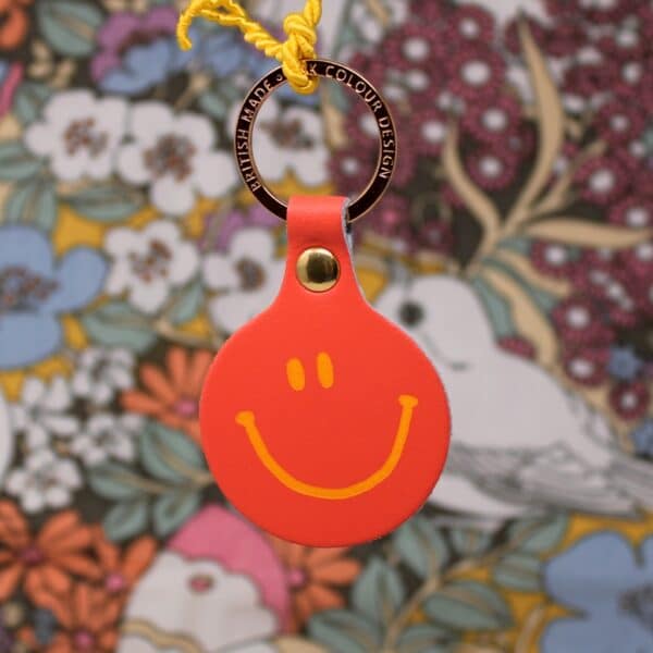 Feeling Lush Smile Face Key Fob - Coral